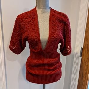 Red Low V Sweater